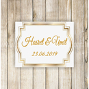 Altın Renklerde Nikah Şekeri Etiketi - 073