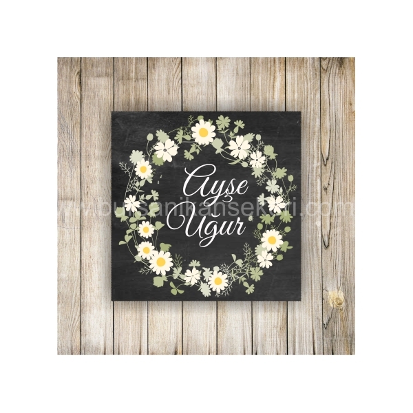 Siyah Nikah Şekeri Etiketi - 105