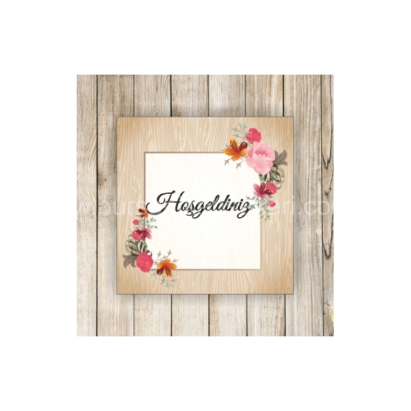 Ahşap Renklerde Nikah Şekeri Etiketi - 054