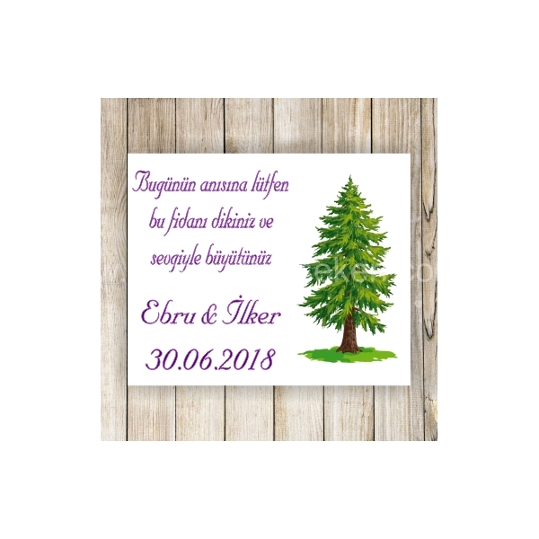 Çam Agacı Hediyelik Nikah Şekeri Etiketi - 085