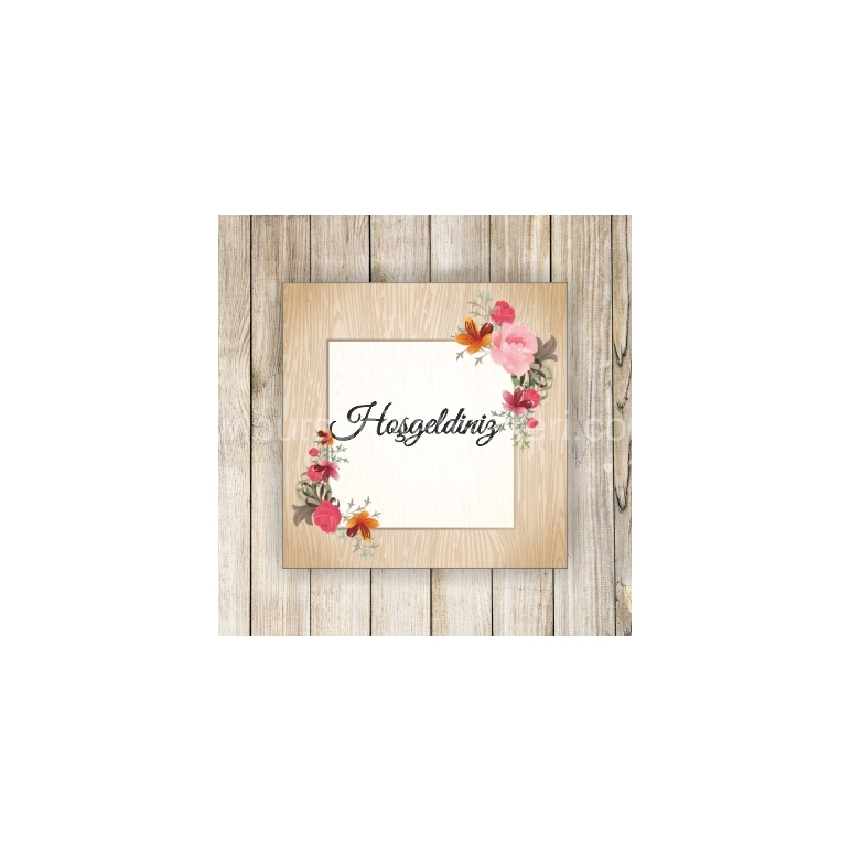 Ahşap Renklerde Nikah Şekeri Etiketi - 054