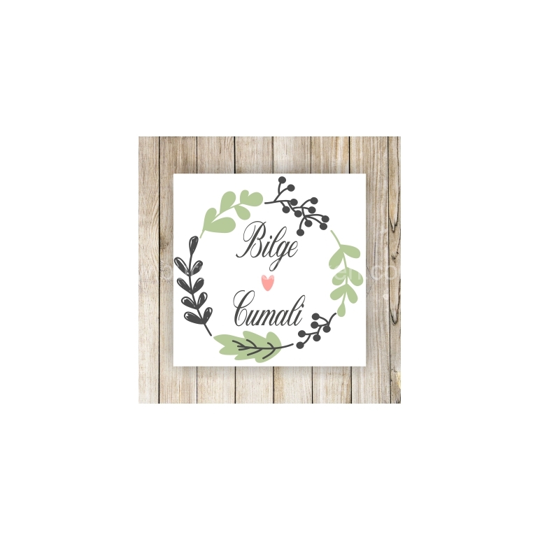 Sulu Boya Nikah Şekeri Etiketi - 061