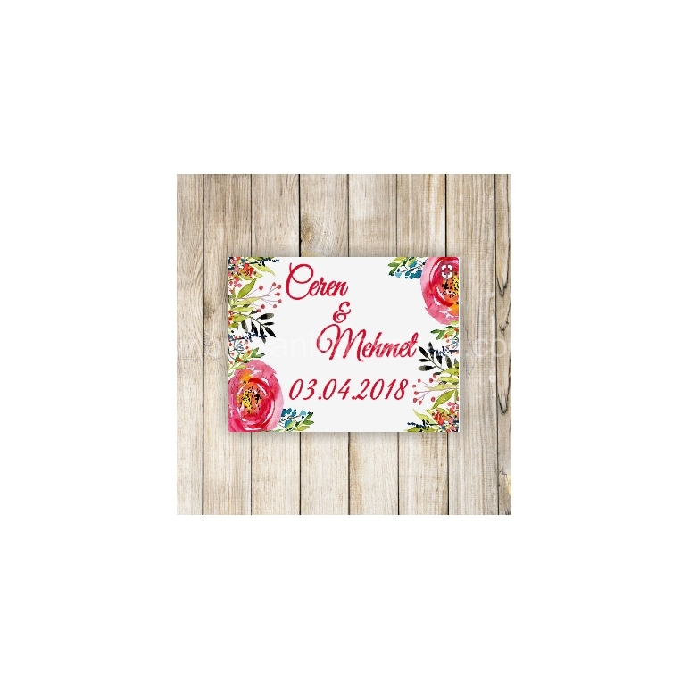 Kırmızı Nikah Şekeri Etiketi - 067