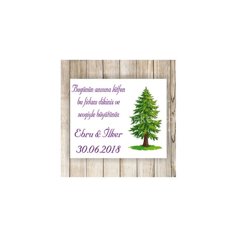 Çam Agacı Hediyelik Nikah Şekeri Etiketi - 085